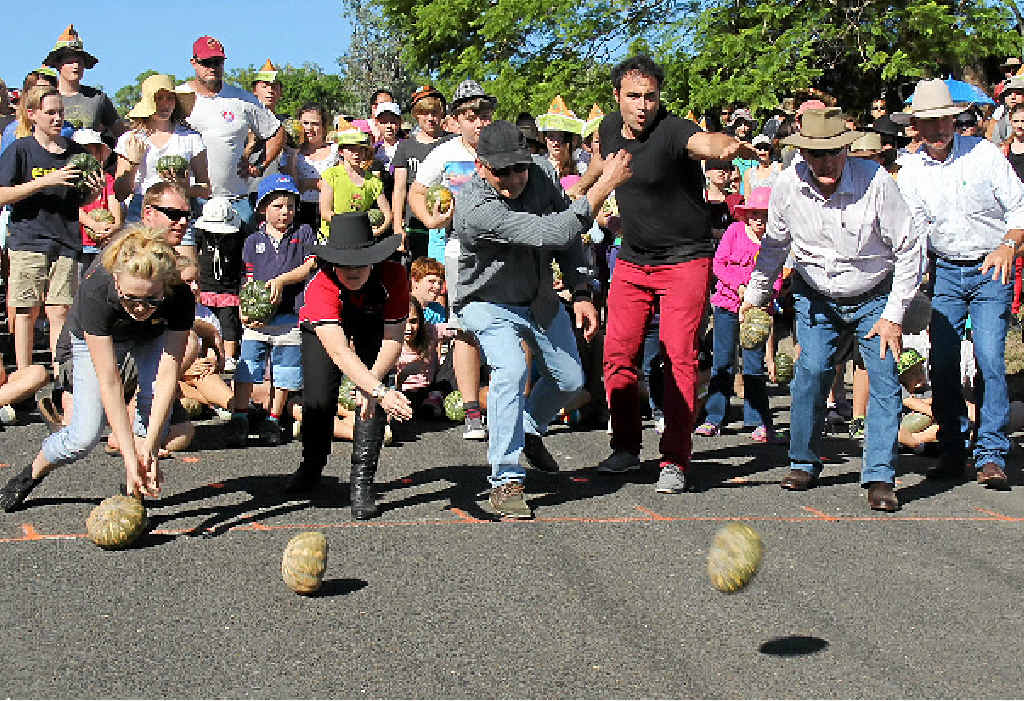 FIERCE COMPETITION: A total of almost 600 people competed in The Great Australian Pumpkin Roll on Sunday. FIERCE COMPETITION: A total of almost 600 people competed in The Great Australian Pumpkin Roll on Sunday.